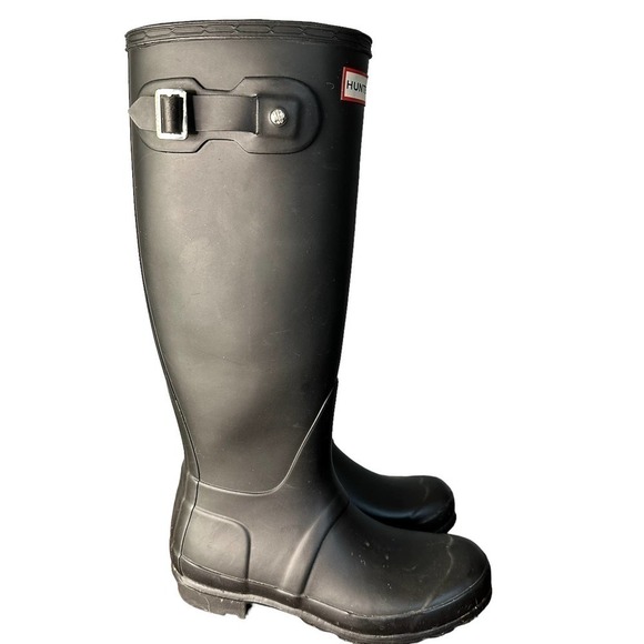 Hunter Black Rain Boots Size 5 F 4M - Picture 1 of 8